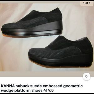 KANNA suede geometric embossed wedge shoes 41 10